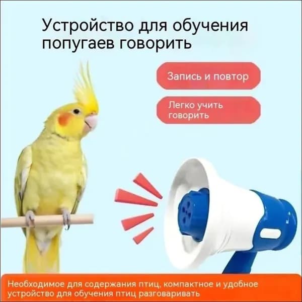 Дрессировщик для попугаев с записью голоса, синий BG