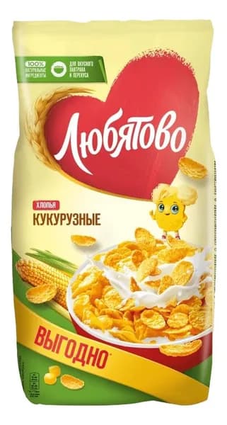 Готовый завтрак Любятово Хлопья кукурузные, 600г