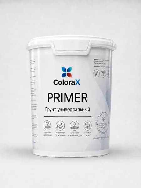 Грунт универсальный акриловый ColoraX PRIMER, для стен, дерева, бетона и минеральных поверхностей, белый, 1 кг