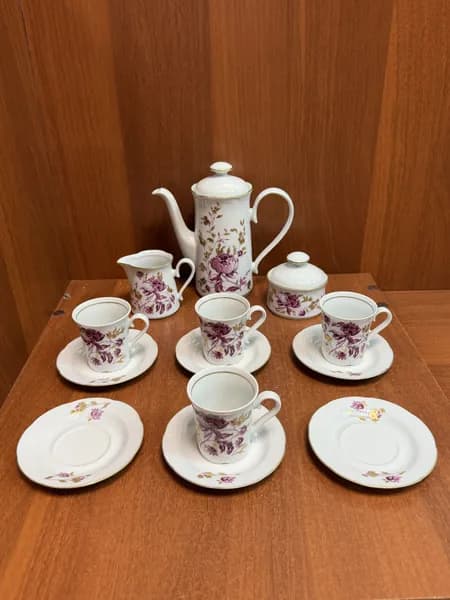 Кофейный сервиз ГДР "JLMENAU Ильменау Graf von Henneberg" 13 предметов Редкий! Винтаж 70-х гг! Зеленое клеймо!