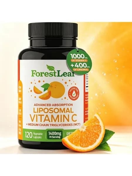Липосомальный витамин С ForestLeaf, хорошо усваиваемый, антиоксидант, поддерживает иммунную систему, здоровье кожи и сосудов, 120 вегетарианских капсул.
