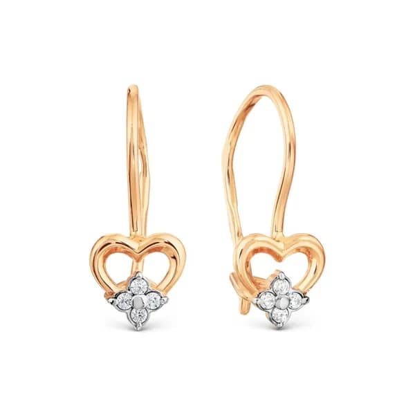 Серьги детские с фианитом из золота