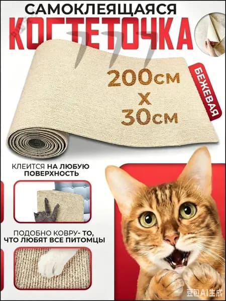 Когтеточка для кошек настенная самоклеющаяся / защита от кошек на диван 200*30 см, Conflate ZOO.