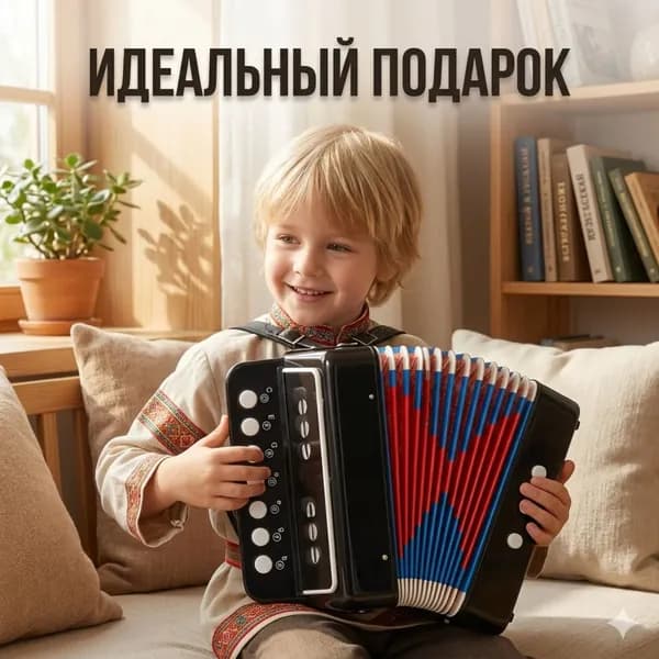 Детский аккордеон для начинающих, обучающая портативная музыкальная игрушка 7 клавиш, безопасный материал.