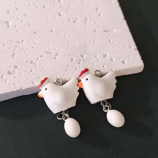 Набор 2 шт. креативных подвесок Курица с яйцом из смолы для DIY Фурнитура для серёг, кулонов, ключниц, уникальные украшения