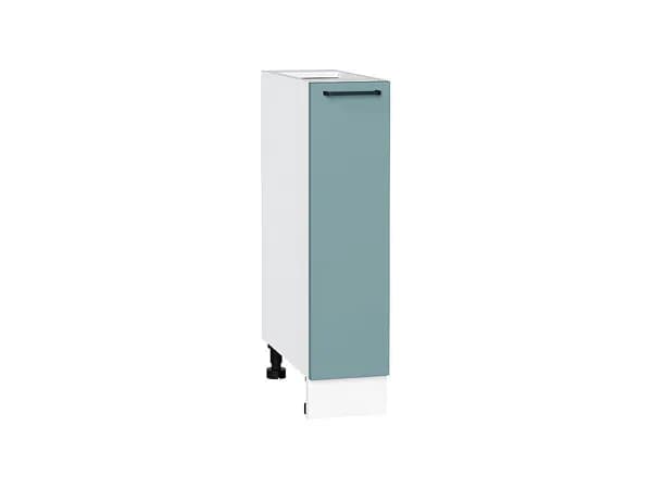 Шкаф нижний с 1-ой дверцей Флэт, цвет фасада Grey-green In 2S, цвет каркаса Белый, 816*200*478 мм (В*Ш*Г)