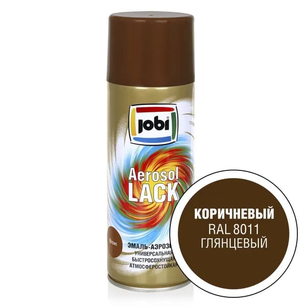 JOBI Эмаль аэрозольная глянцевая коричневая RAL 8011 (520мл / 270гр)