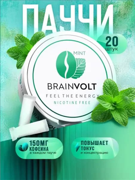 Энергетические паучи Brainvolt mint со вкусом мяты