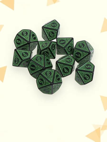 10 шт. TRPG перламутровых D10 кубиков для настольных игр, Зеленый