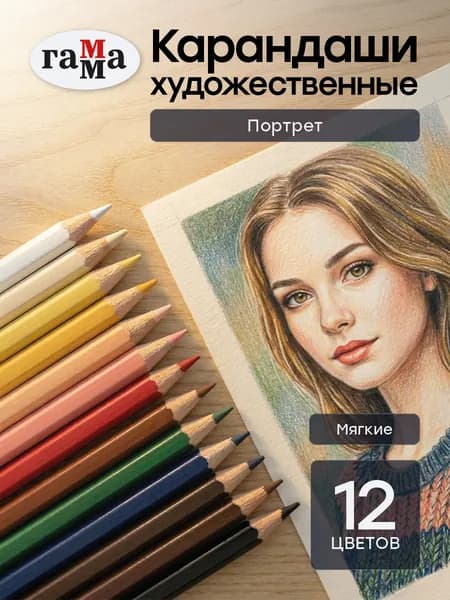 Карандаши цветные художественные 12 цветов