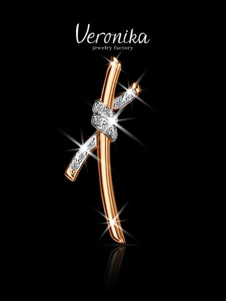 Подвеска серебро 925 пробы позолоченная с фианитами Узел Узелок Veronika jewelry factory