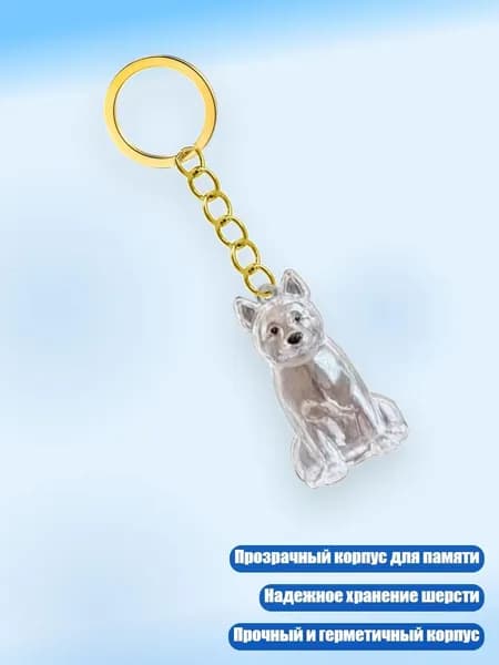 Легкий брелок для хранения шерсти питомца в прозрачном футляре, - Китайская пастушеская собака