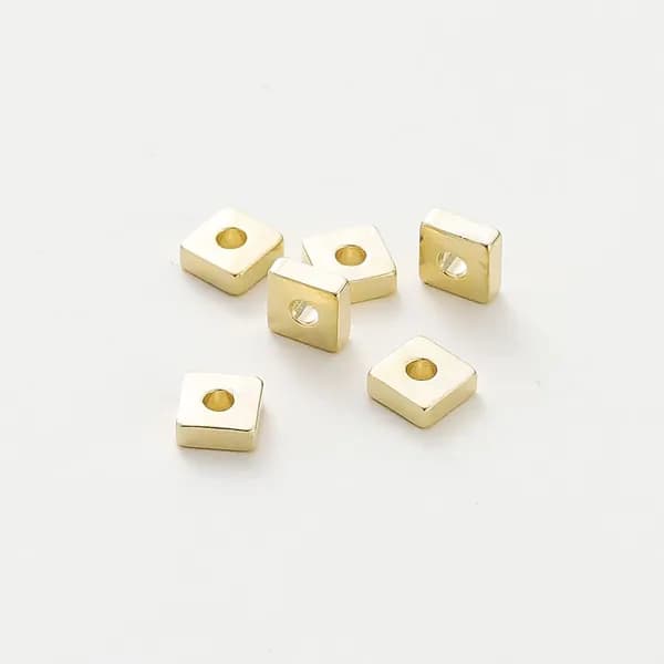 Металлические квадратные бусины, медь, цвет золота 14k, 2 мм, 100 шт.