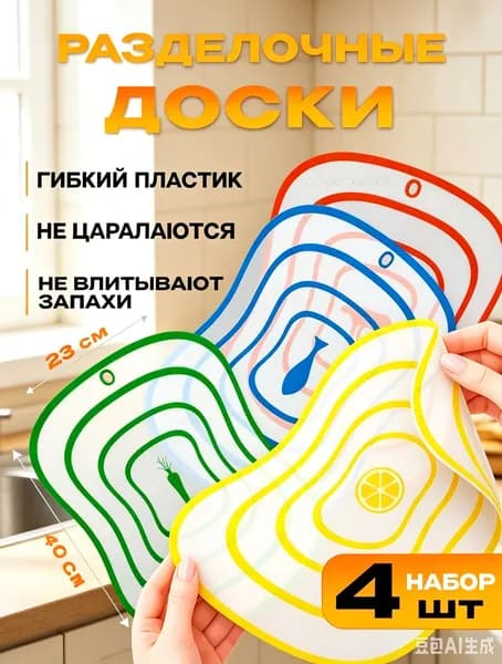 Сувенирная разделочная доска, 30 см х 23 см, 4 шт
