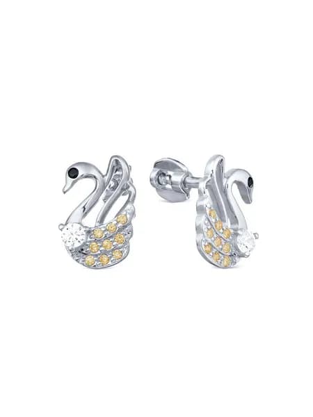 Серьги женские серебряные 925 пробы с фианитами, KARATOV