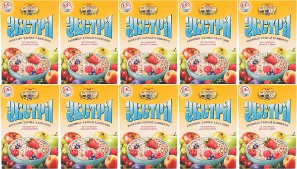 Хлопья Клинские Экстра овсяные быстрого приготовления, комплект: 10 упаковок по 1 кг