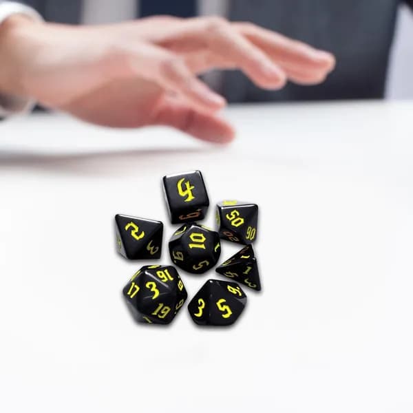набор костей для настольных игр, 7 шт, акриловые, жёлтого цвета