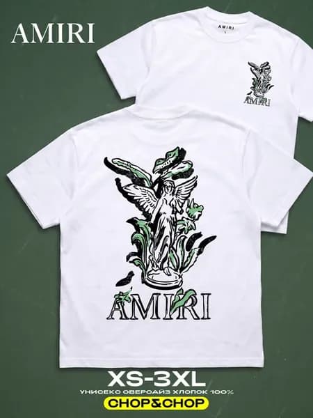 Футболка Amiri амири оверсайз с принтом ангел y2k sk8