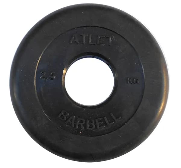 Диск MB Barbell Atlet для штанги и гантелей 2,5 кг, с резиновой втулкой, посадочный диаметр 51 мм