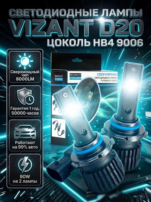 Светодиодные лампы D20 HB3 CSP 3570 24W 4400lm 2 шт
