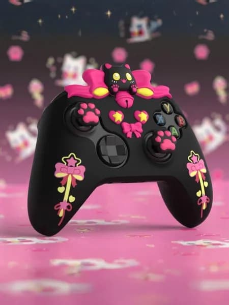 PlayVital Силиконовый Чехол для Геймпада Xbox Series X S, Противоскользящий, с 6 Колпачками и Наклейками, Чёрный