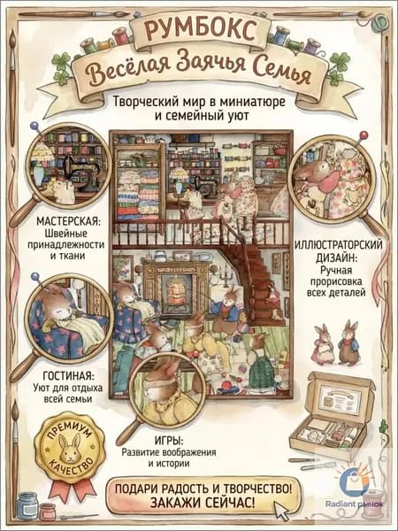 Качественный румбокс, антистресс заячья семья