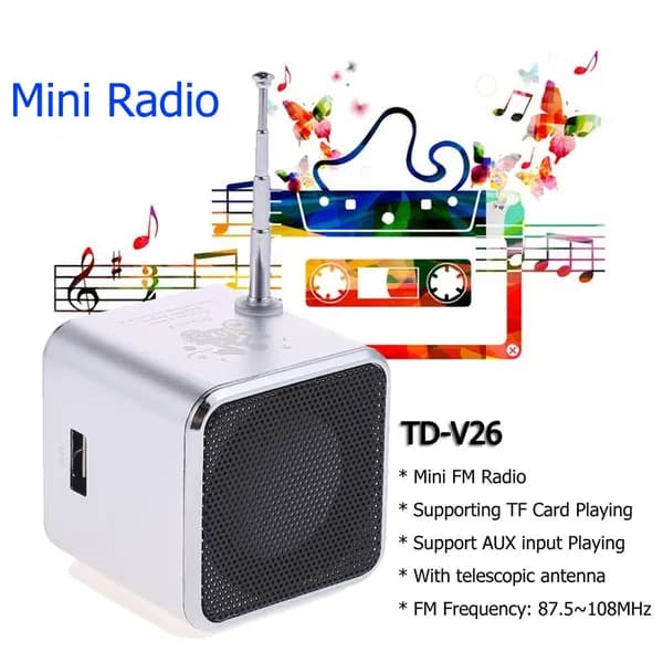 TD-V26 Мини FM-радио, Bluetooth-совместимое, портативные колонки, поддержка TF Card