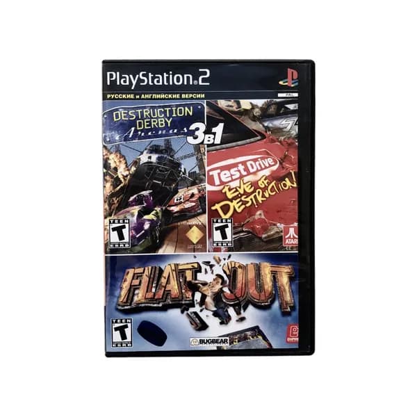 Игра PS 2 Сбоник Игр 3в1: Destruction Derby Arenas, Test Drive: Eye of Destruction, Flat Out - (Aркадный автосимулятор/Гонки/Экшн, Vehicular combat, 2004, Bugbear Entertainment)