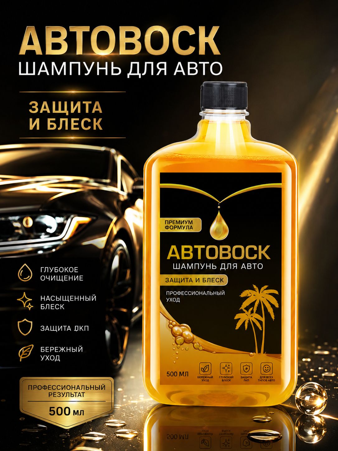 Автошампунь, 0.5 л, 1 шт.