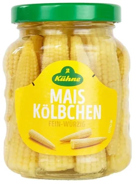 Кукуруза Kuhne молодая в початках маринованная, 180г