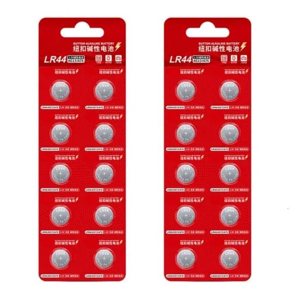 Батарейки-таблетки LR44, 1.5 В, 10/20 шт., 2 карты
