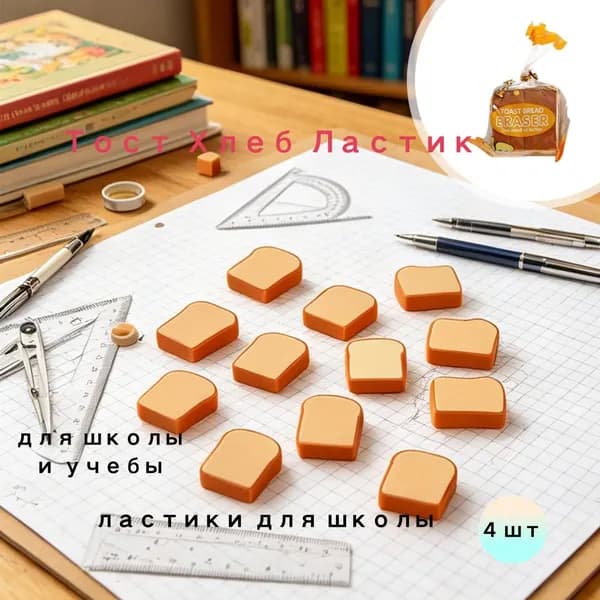 ластики для школы набор,4 шт. для школы и учебы, милый дизайн, идеальный подарок детям