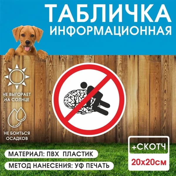 Табличка смешная "Не делай мозг" 20х20см, из ПВХ пластика, с УФ печатью - прикол