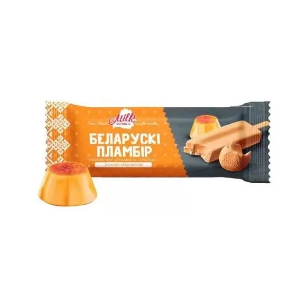 Мороженое Эскимо MILK REPUBLIC "БЕЛАРУСКI ПЛАМБIР" крем-брюле б/глаз. 80 грамм