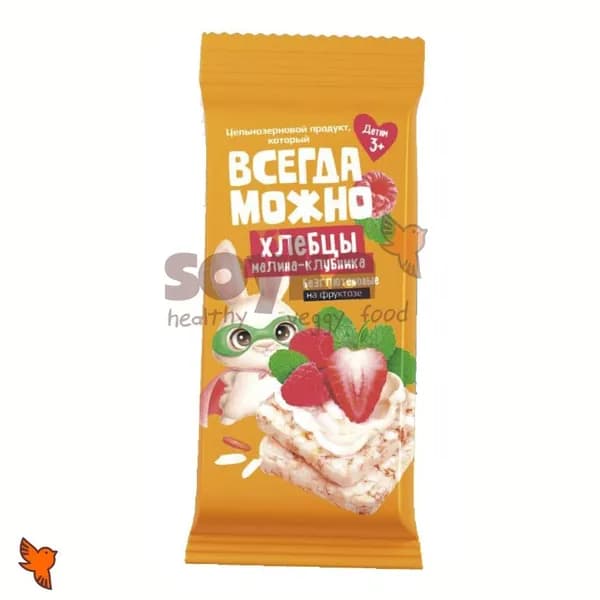 Хлебцы рисовые сладкие с малиной и клубникой Всегда Можно, 27г