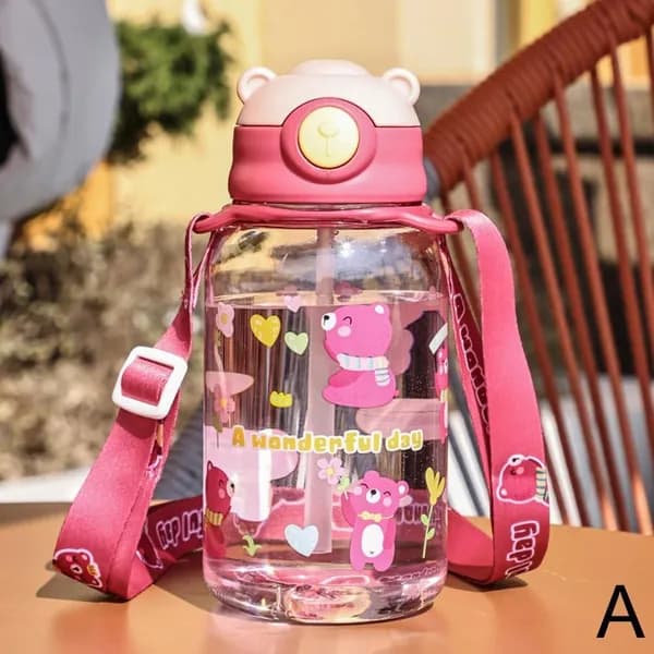 Бутылка для воды для детей 650 мл с трубочкой