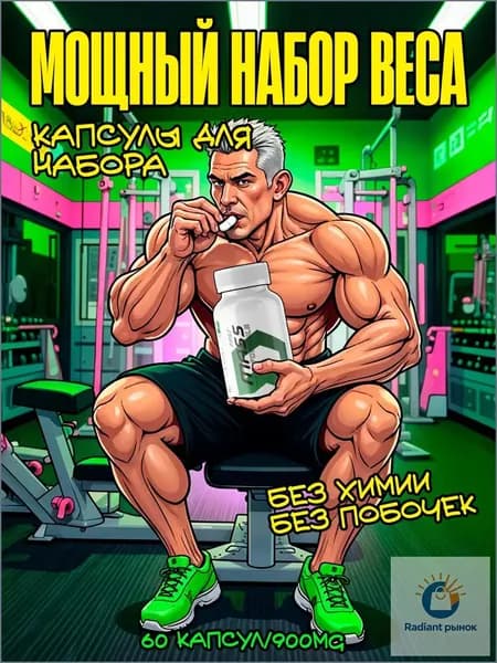 Для набора массы Fast mass / Набор веса для мужчин, тестостерон для мужчин / "Масс" ("Mass") 60 капсул, 450 мг