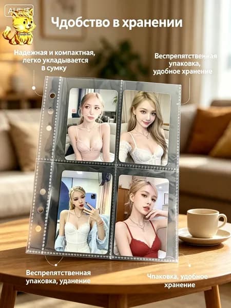 Папка-каталог на кольцах А5, 8 прозрачных карманов (4+4), 3 дюйма, удобный доступ к картам, жёсткая защита от заломов и сырости быстрая сортировка