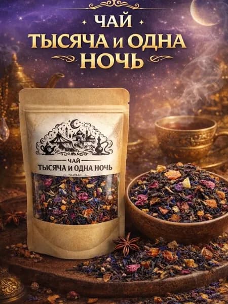 Чай черный листовой фруктово-цветочный 1001 ночь с розой и васильком, подарочный 50 грамм