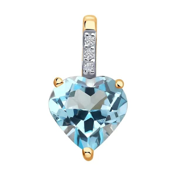 Золотая подвеска DIAMANT-ONLINE с топазом и бриллиантом 585 пробы