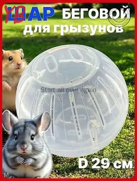 Шар прогулочный (беговой) для хомяков, крыс, свинок, грызунов, диаметр 14.5 см., разборный, прозрачный, белый