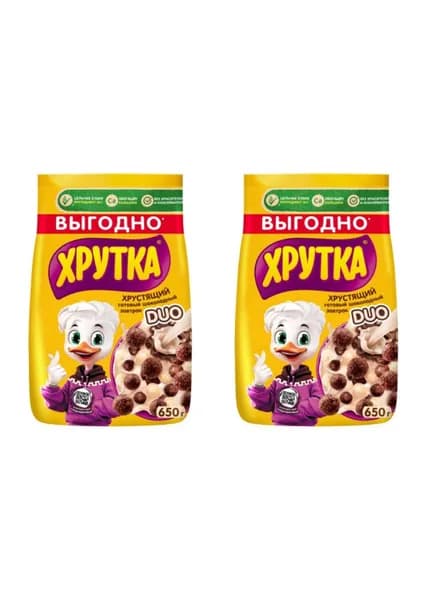 Хрутка Сухой завтрак duo, шоколадный, 650 г, 2 шт