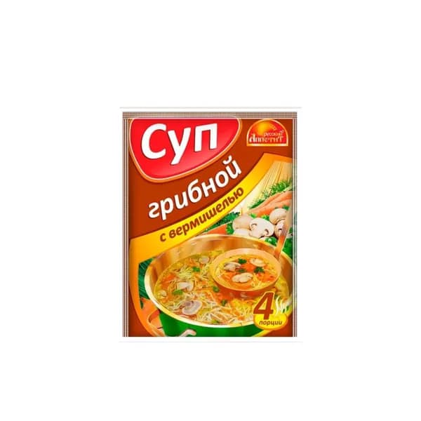 Русский Аппетит Суп быстрого приготовления грибной с вермишелью, 60 гр.