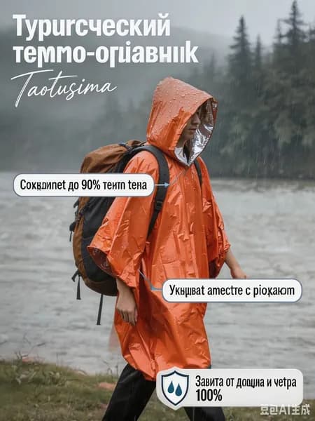 Дождевик ДОЖДЕВИК-ПОНЧО-ТУРИСТИЧЕСКИЙ-ТЕРМО-Туристический дождевик