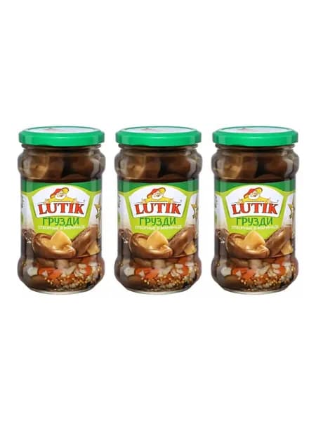 Lutik Грузди отборные в маринаде, 314 мл, 3 штуки
