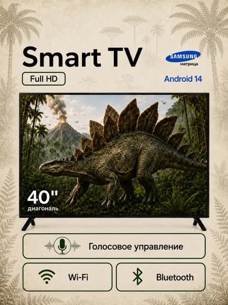 SMART TV Телевизор 40″ Full HD, черный