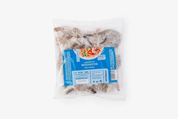 Креветки белоногие без головы с/м 16/20, 500 г