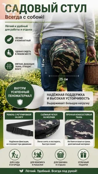Садовый стул, ABS пластик, 25х25х18 см, 1 шт
