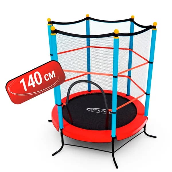 Каркасный батут DFC SMRKIDS 55" с защитной сеткой, для улицы дома, детский спортивный комплекс, манеж диаметр 1.4 м до 45 кг, Красный