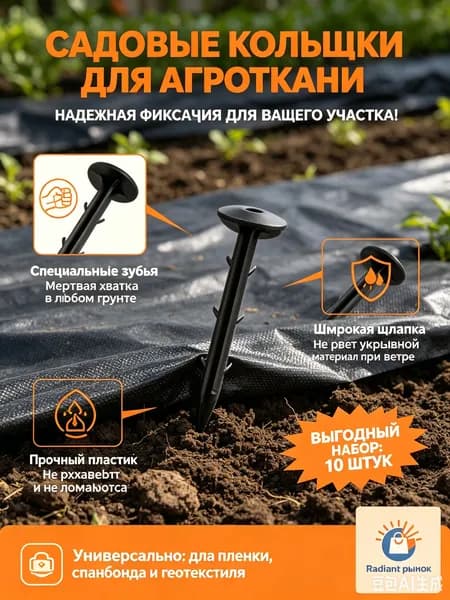 Скобы садовые110 х 31мм, ABS пластик, 10 шт